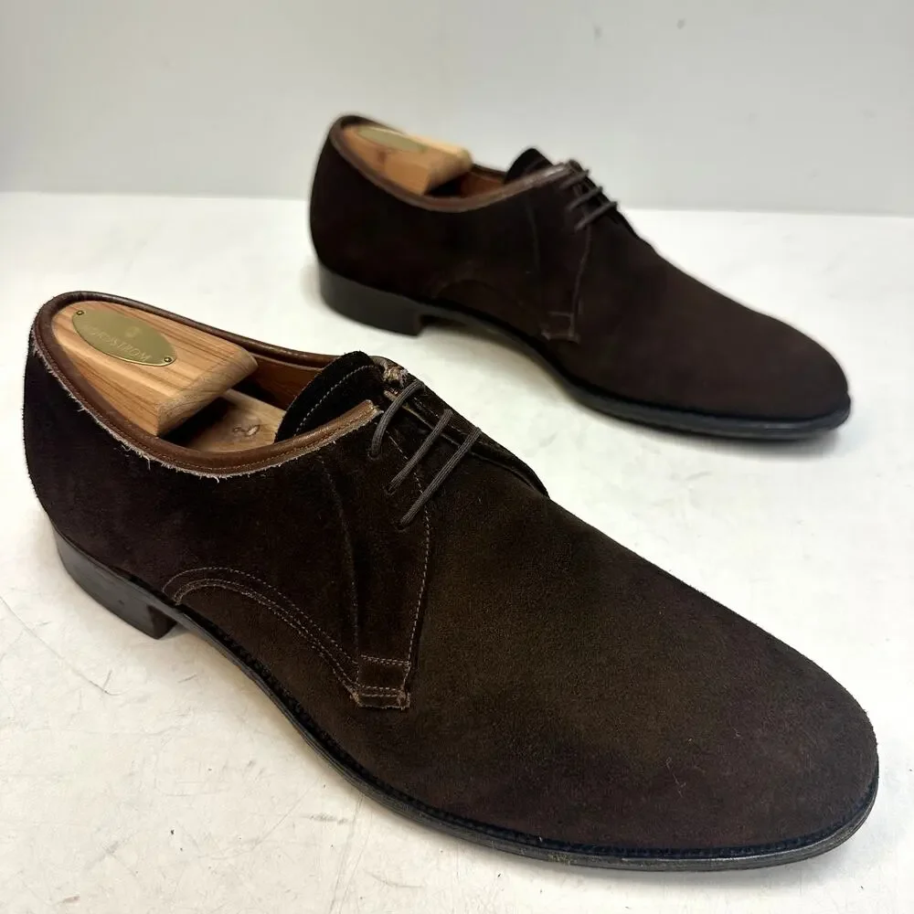 VGUC Loake Shoemakers Brown Suede Plain Toe Derby Made in England Uk 8 US 9